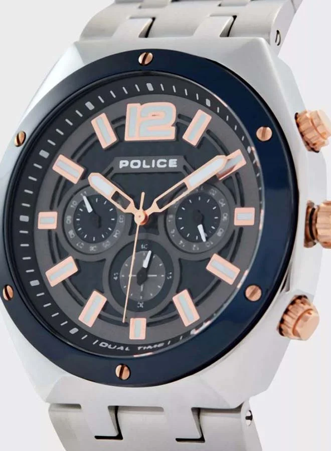 POLICE Kediri Round Shape Stainless Steel Chronograph Wrist Watch 46 mm - Silver - P 15995JSTBL-61M
