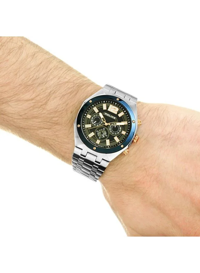 POLICE Kediri Round Shape Stainless Steel Chronograph Wrist Watch 46 mm - Silver - P 15995JSTBL-61M