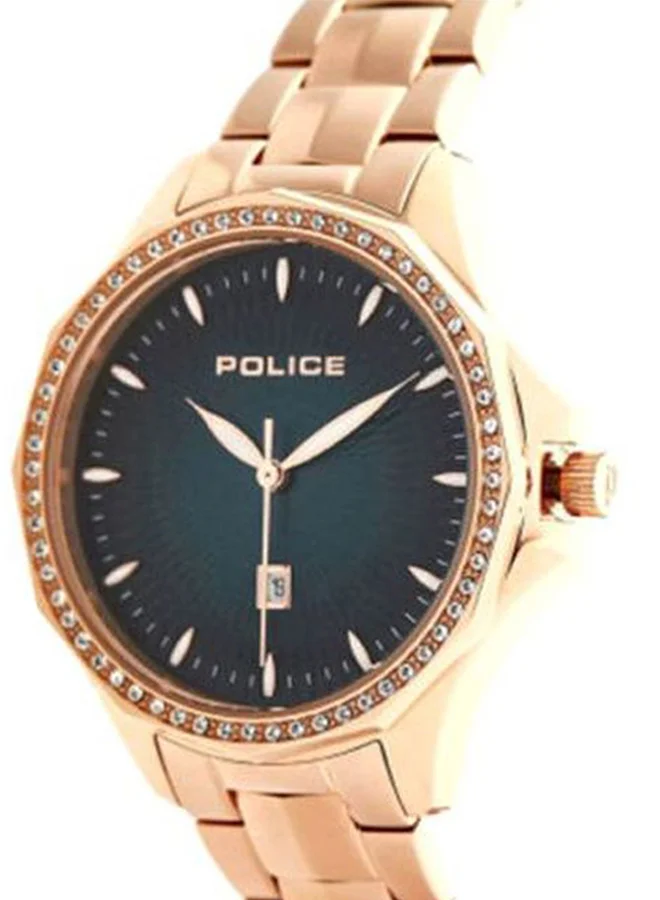 POLICE Women's POLICE Korana Women's Analogue Quartz Watch with Blue Dial and Rose Gold Stainless Steel Bracelet - PL.15699MSR-03M