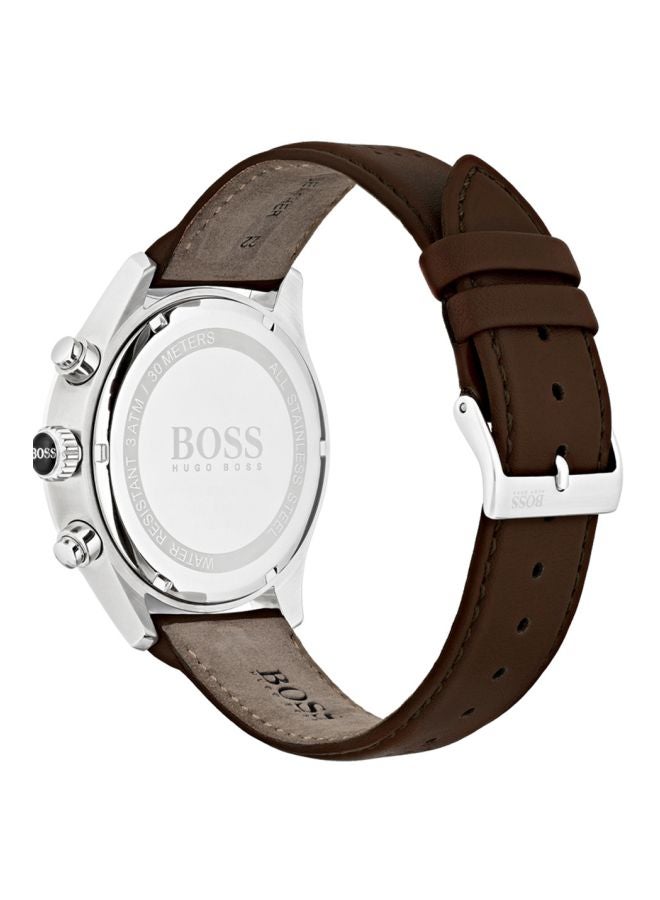 HUGO BOSS Men's Leather Chronograph Wrist Watch 1513476  - Image 2