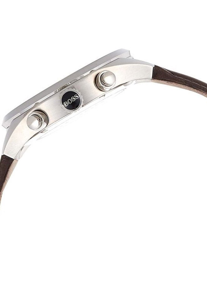 HUGO BOSS Men's Leather Chronograph Wrist Watch 1513476  - Image 4