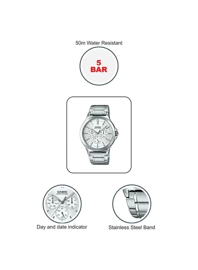 CASIO - Men's Water Resistant Analog Watch MTP-V300D-7AUDF - 42 mm - Silver - Image 1
