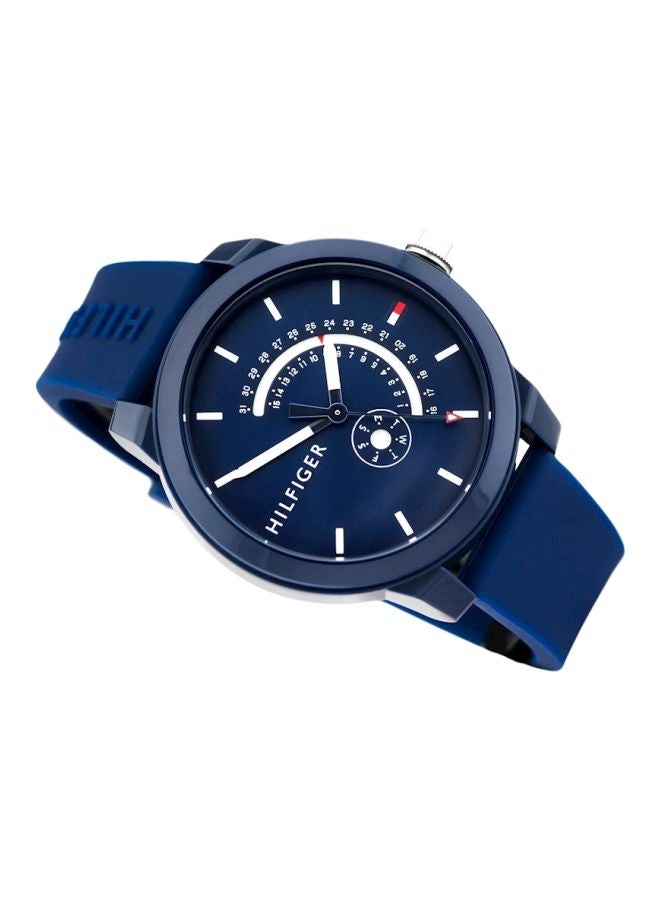 TOMMY HILFIGER - Men's Denim Round Shape Silicone Strap Analog Wrist Watch 44 mm - Blue - 1791482 - Image 1