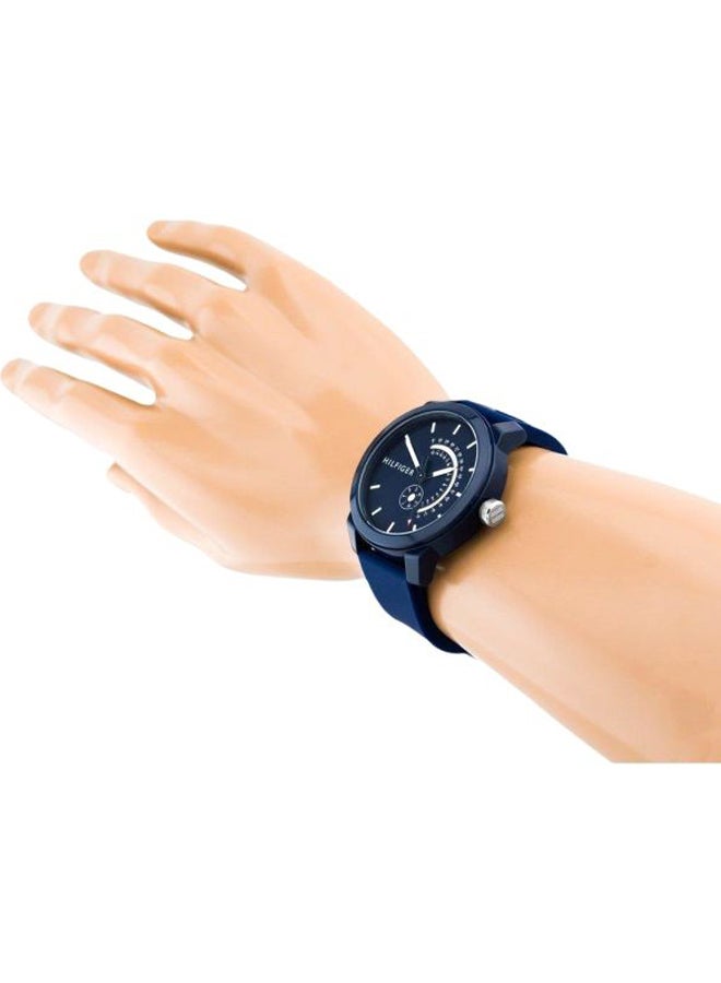 TOMMY HILFIGER - Men's Denim Round Shape Silicone Strap Analog Wrist Watch 44 mm - Blue - 1791482 - Image 1