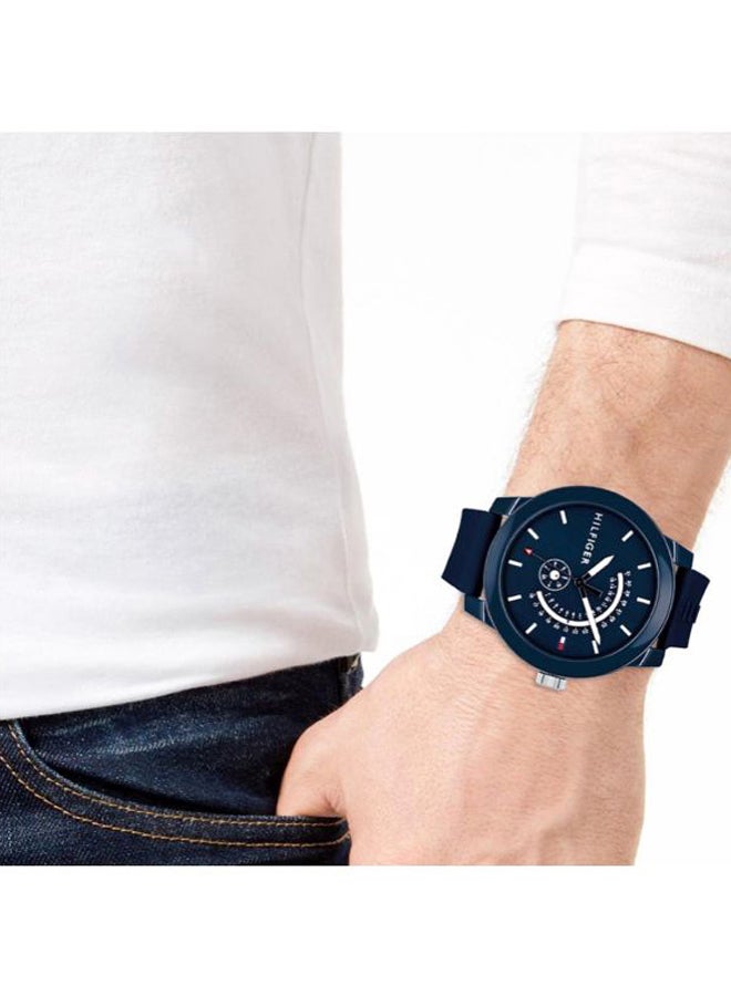 TOMMY HILFIGER - Men's Denim Round Shape Silicone Strap Analog Wrist Watch 44 mm - Blue - 1791482 - Image 1