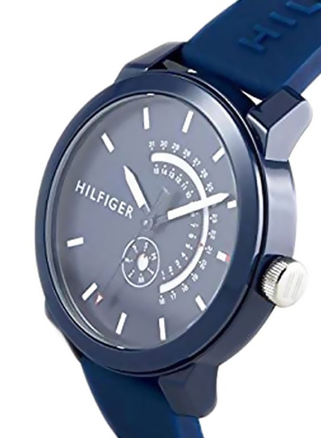 TOMMY HILFIGER - Men's Denim Round Shape Silicone Strap Analog Wrist Watch 44 mm - Blue - 1791482 - Image 1