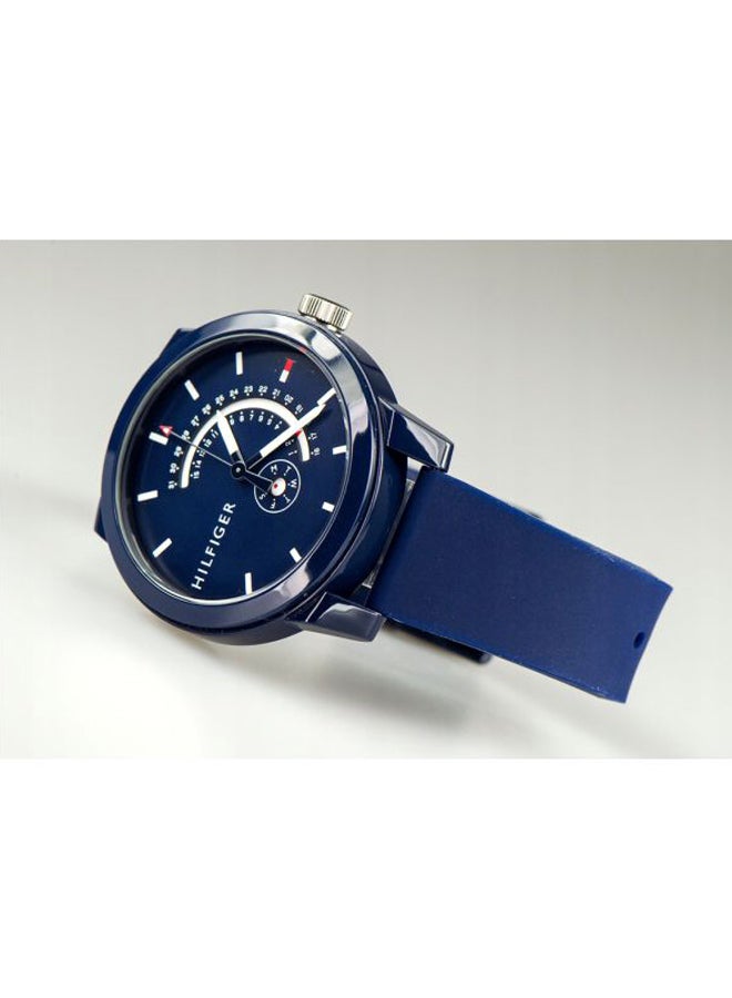 TOMMY HILFIGER - Men's Denim Round Shape Silicone Strap Analog Wrist Watch 44 mm - Blue - 1791482 - Image 1