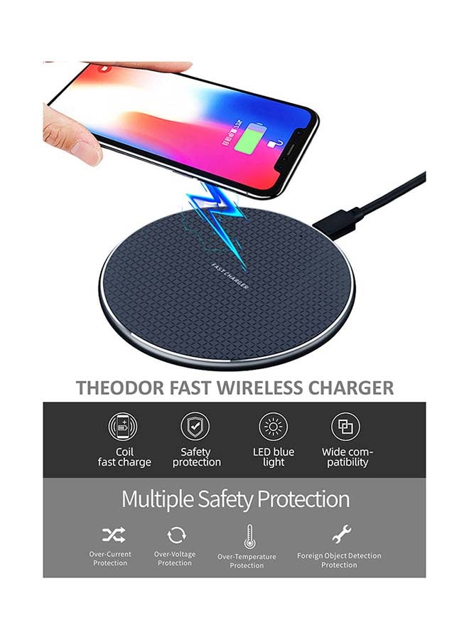 Theodor - Qi-Certified 15W Fast Wireless Charger Ultra Slim Black - Image 1