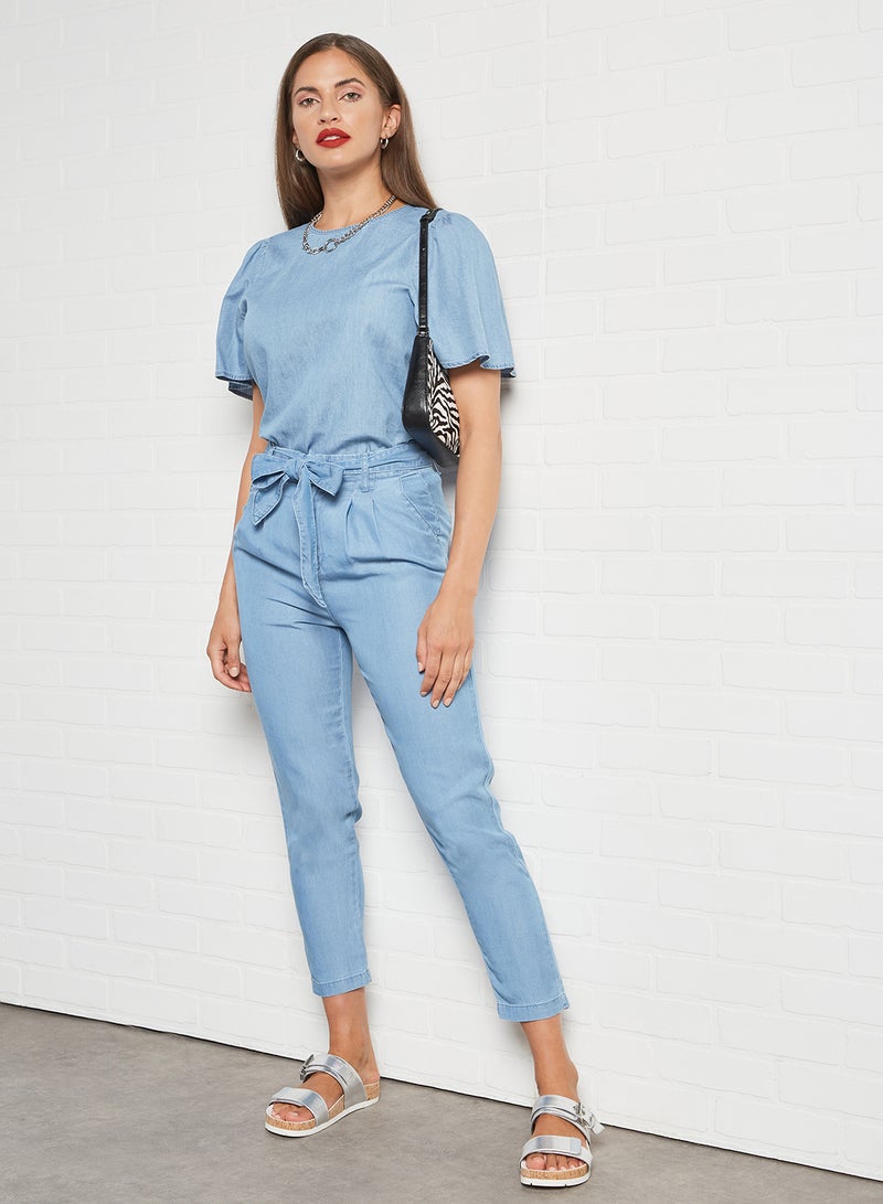 Jacqueline de Yong Flared Sleeve Denim Top Light Blue  - Image 3