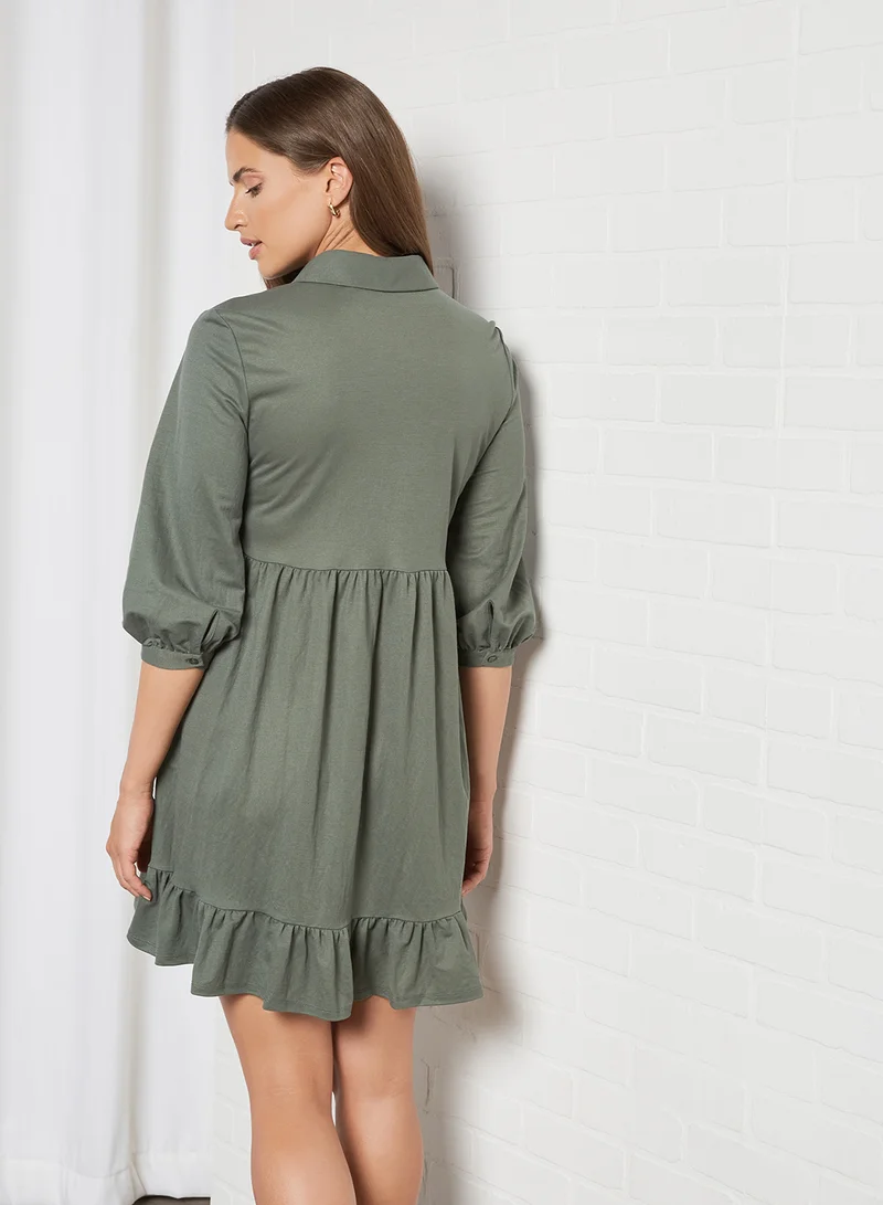 VERO MODA Collared Mini Dress Laurel Wreath