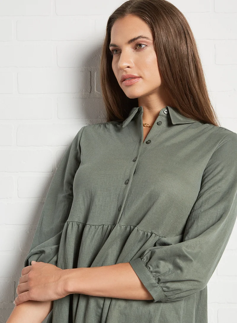 VERO MODA Collared Mini Dress Laurel Wreath