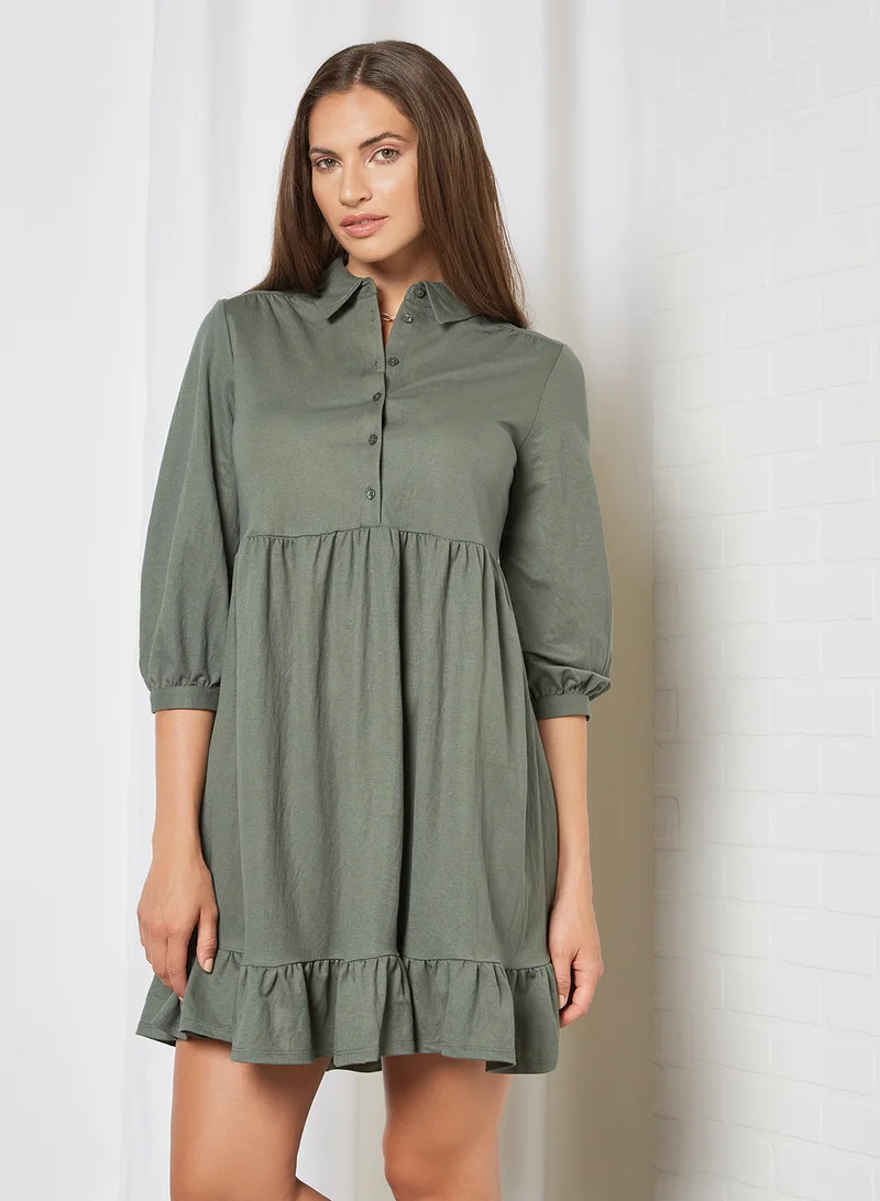 VERO MODA Collared Mini Dress Laurel Wreath