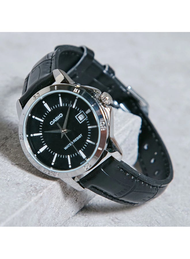 كاسيو ساعة يد بعقارب وسوار من الجلد طراز LTP-V004L-1AUDF - 30 مم - أسود للنساء - Image 5