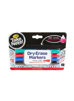 Low Odor Dry Erase Markers, Fine Tip, 4 Piece