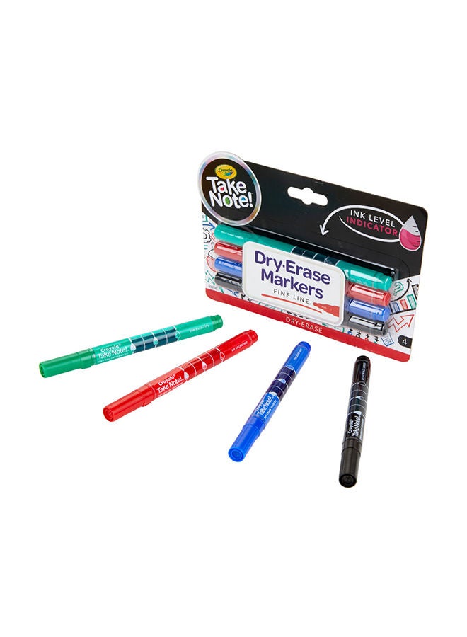 Crayola - Low Odor Dry Erase Markers, Fine Tip, 4 Piece - Image 1