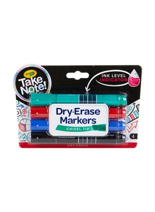 4-piece Take Note Colored Dry Erase Markers With Ink Level Indicator 23x14x3cm - v1619681549/N40854719A_1