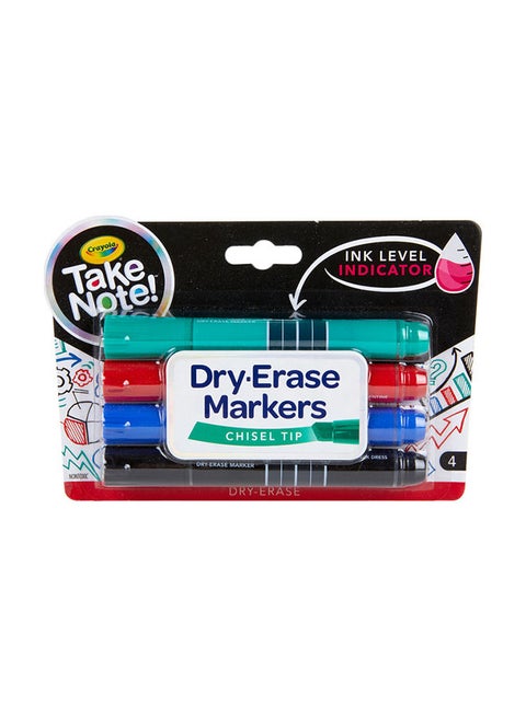 4-piece Take Note Colored Dry Erase Markers With Ink Level Indicator 23x14x3cm