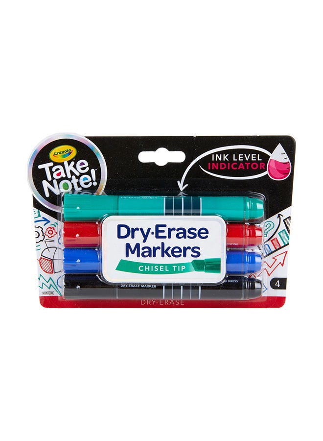 Crayola - 4-piece Take Note Colored Dry Erase Markers With Ink Level Indicator 23x14x3cm - Image 1