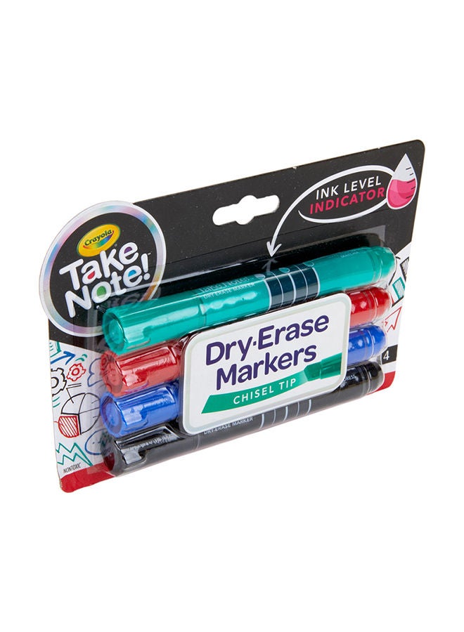 Crayola - 4-piece Take Note Colored Dry Erase Markers With Ink Level Indicator 23x14x3cm - Image 1