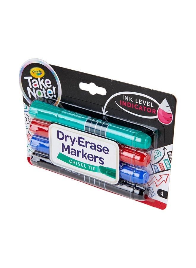 Crayola - 4-piece Take Note Colored Dry Erase Markers With Ink Level Indicator 23x14x3cm - Image 1