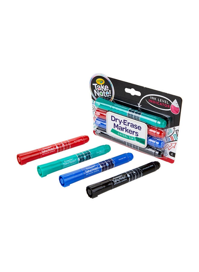 Crayola - 4-piece Take Note Colored Dry Erase Markers With Ink Level Indicator 23x14x3cm - Image 1