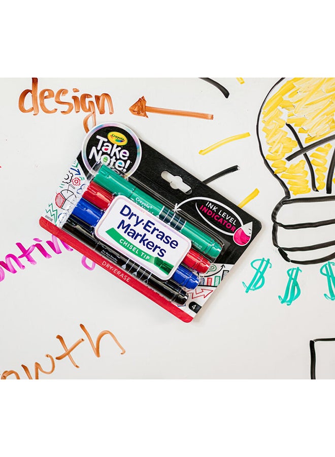 Crayola - 4-piece Take Note Colored Dry Erase Markers With Ink Level Indicator 23x14x3cm - Image 1