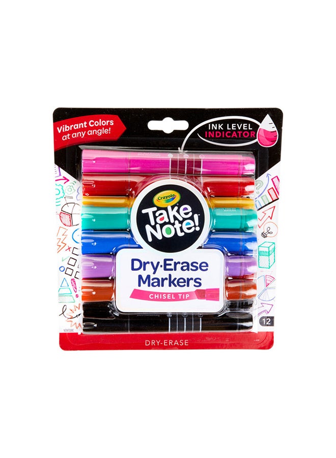 Crayola - Take Note Colored Dry Erase Markers 12 Piece Multicolor - Image 1