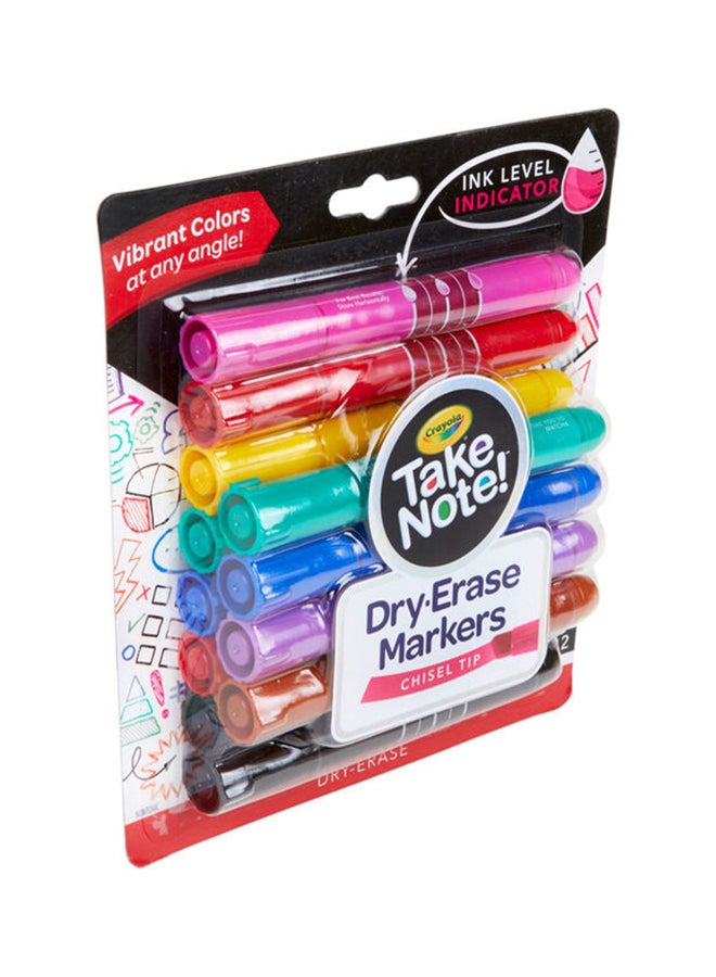 Crayola - Take Note Colored Dry Erase Markers 12 Piece Multicolor - Image 1