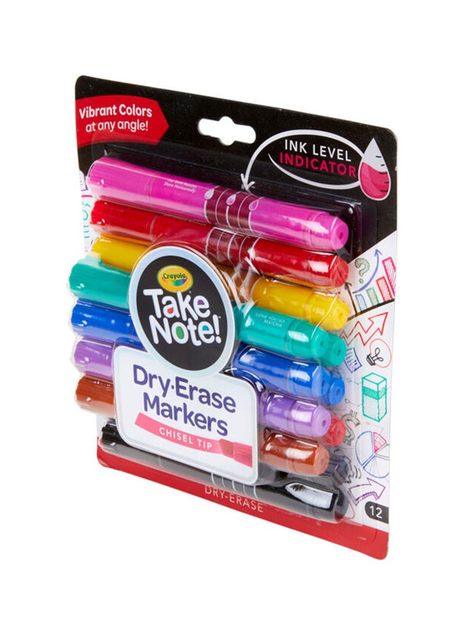 Crayola - Take Note Colored Dry Erase Markers 12 Piece Multicolor - Image 1