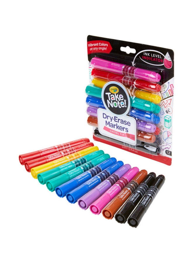 Crayola - Take Note Colored Dry Erase Markers 12 Piece Multicolor - Image 1