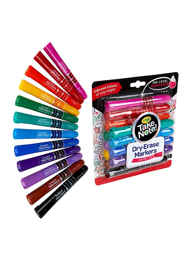 Crayola - Take Note Colored Dry Erase Markers 12 Piece Multicolor - Image 1