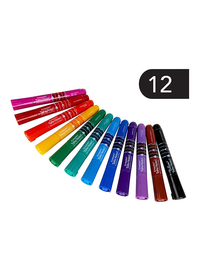 Crayola - Take Note Colored Dry Erase Markers 12 Piece Multicolor - Image 1