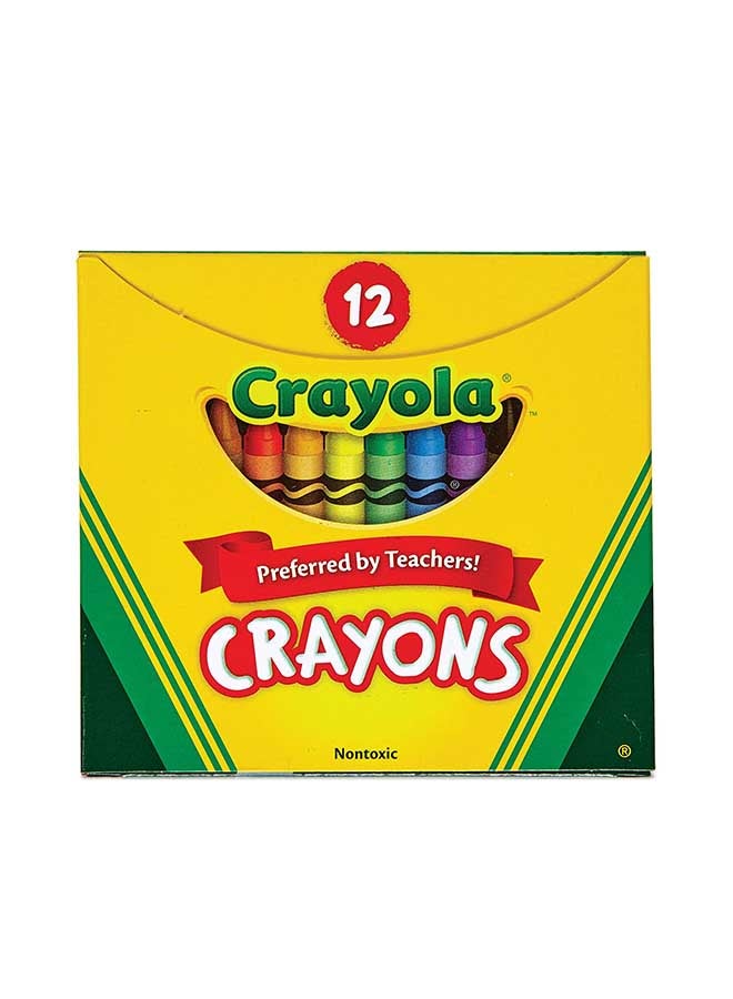 كرايولا أقلام تلوين للأطفال نابضة بالحياة وغير سامة وقوية في علبة محمولة بغطاء مثني من 12 قطعة ‎9.69x10.64x0.95سم - Image 1