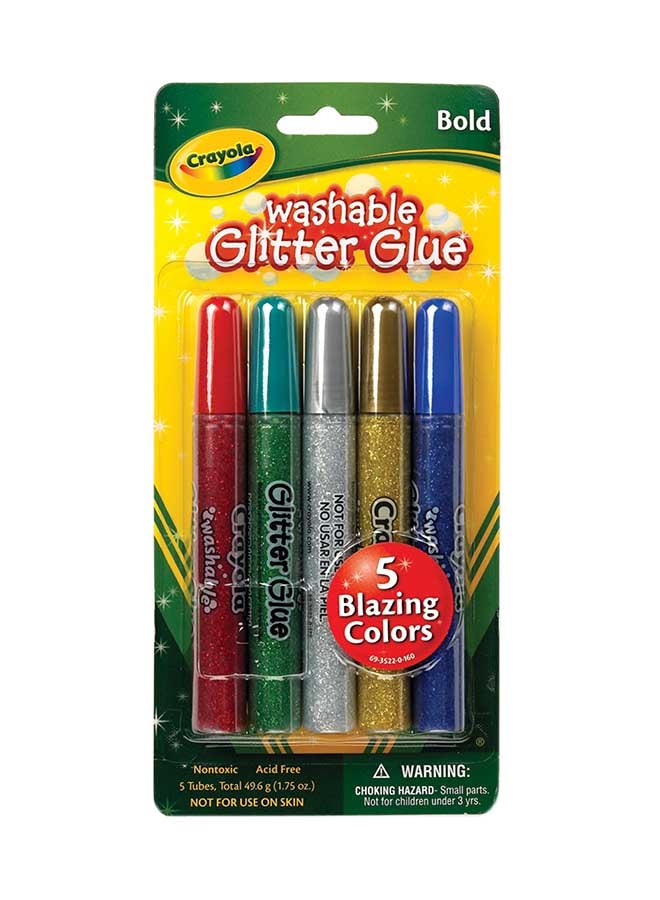 كرايولا مجموعة غراء لامعة قابلة للغسل مكونة من 5 قطع - متنوعة وغير سامة وخالية من الأحماض - Image 1