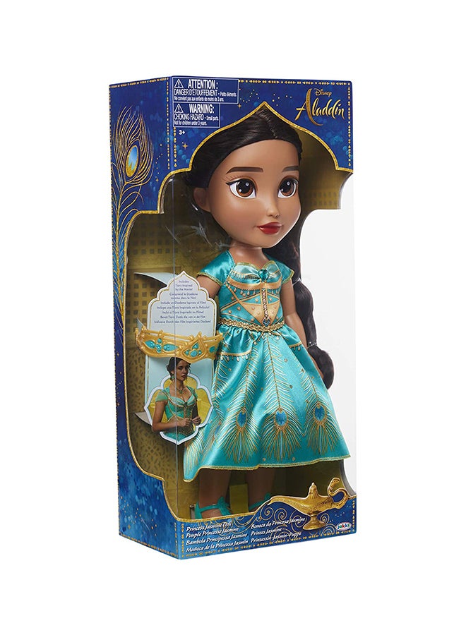 Disney Princess 15-Inch Aladdin Princess Jasmine Baby Doll In Teal Dress, Shoes And Jewelled Tiara 17.4x11x38.5cm - Image 2