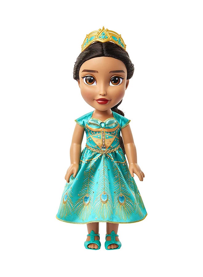 Disney Princess 15-Inch Aladdin Princess Jasmine Baby Doll In Teal Dress, Shoes And Jewelled Tiara 17.4x11x38.5cm - Image 3