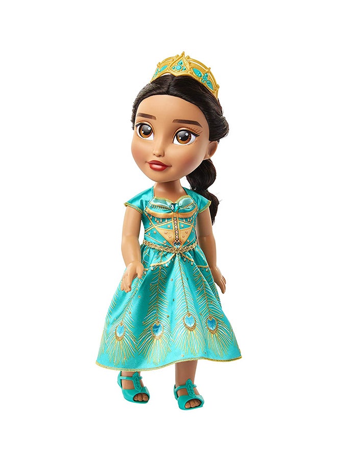 Disney Princess 15-Inch Aladdin Princess Jasmine Baby Doll In Teal Dress, Shoes And Jewelled Tiara 17.4x11x38.5cm - Image 4
