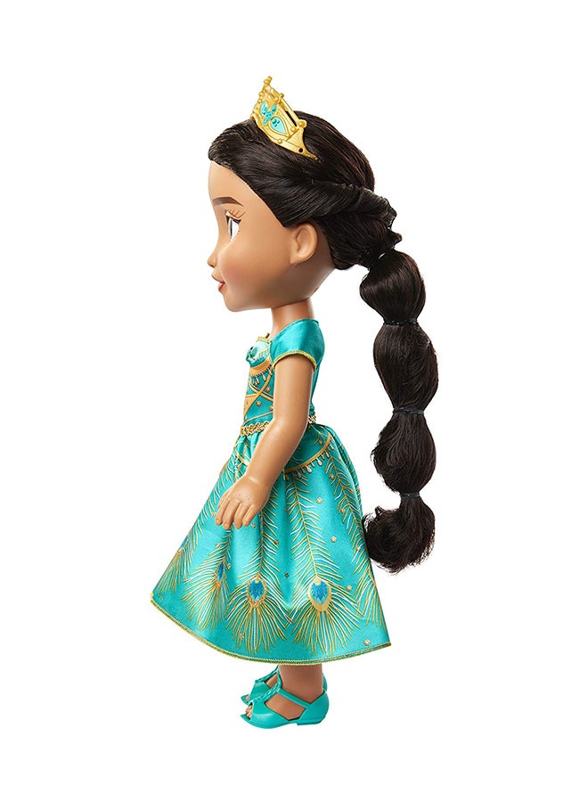 Disney Princess 15-Inch Aladdin Princess Jasmine Baby Doll In Teal Dress, Shoes And Jewelled Tiara 17.4x11x38.5cm - Image 5