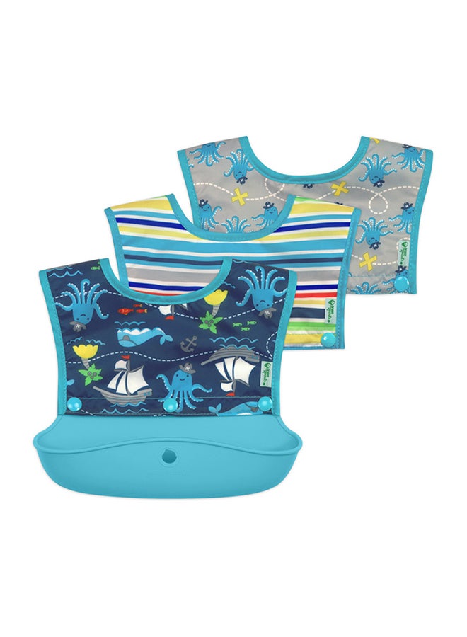 green sprouts - 4-Piece Snap And Go Silicone Food Catcher Bib - Aqua - Image 1