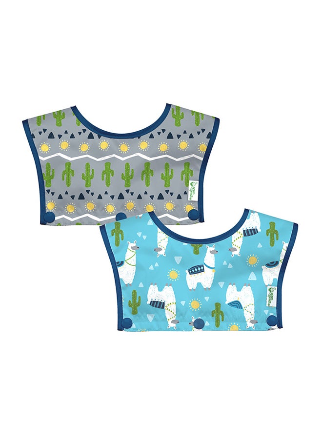 green sprouts 2-Piece Waterproof Silicone Food Catcher Bib Set - Aqua  - Image 1