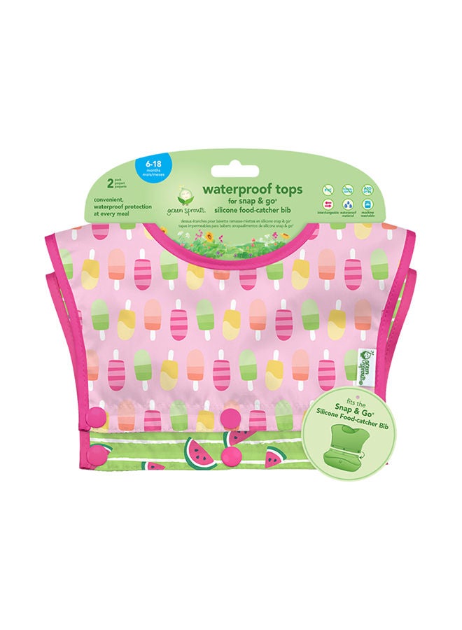 green sprouts Pack Of 2 Waterproof Tops for Snap Silicone Bibs - Pink  - Image 3