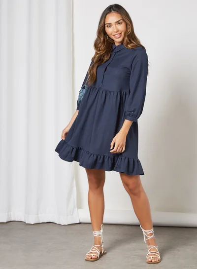 VERO MODA Collared Mini Dress Navy Blazer