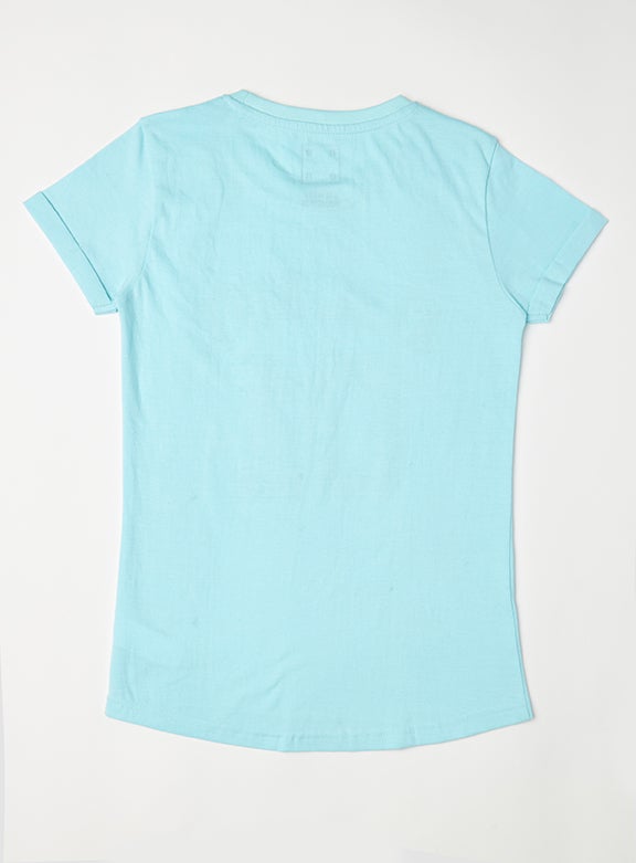 Neon Girls Round Neck Short Sleeve T-Shirt Blue  - Image 2