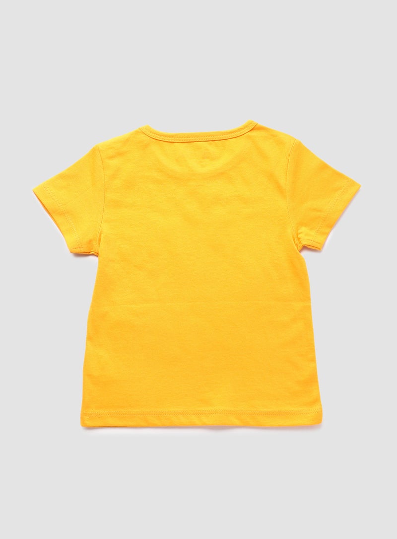 Zarafa Round Neck Graphic Printed T-Shirt Orange Yellow - Image 2