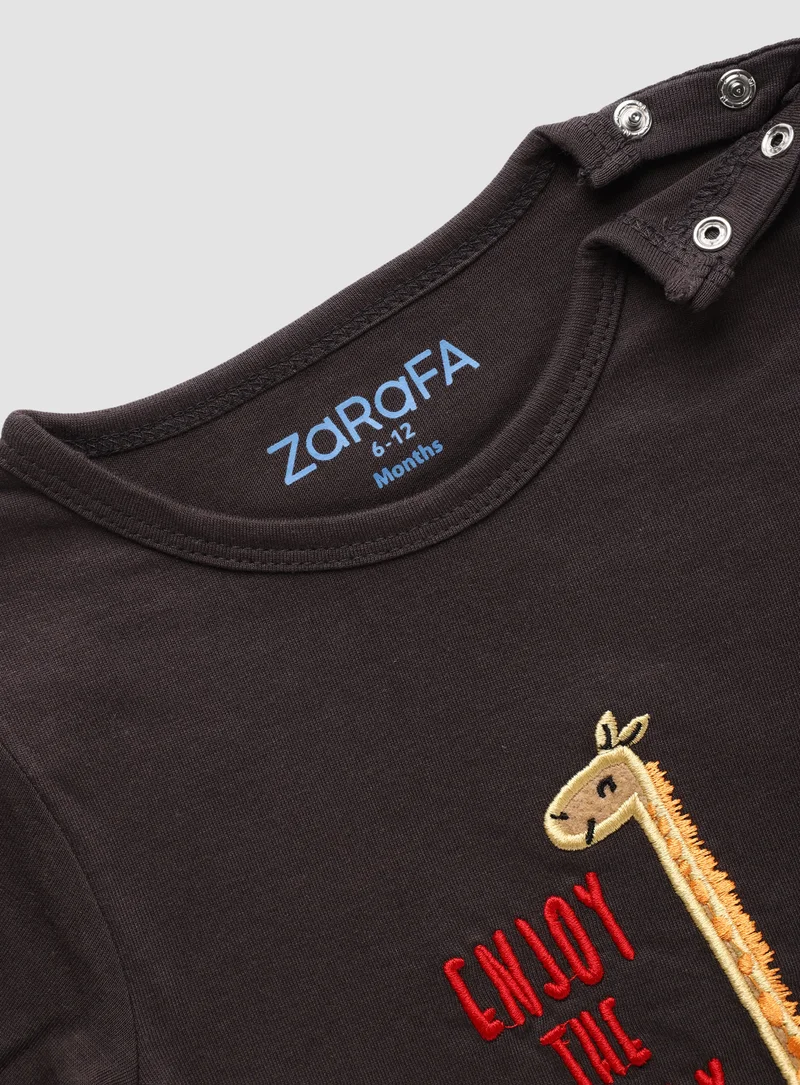 Zarafa Baby Boys Round Neck Short Sleeve T-Shirt Dark Blue
