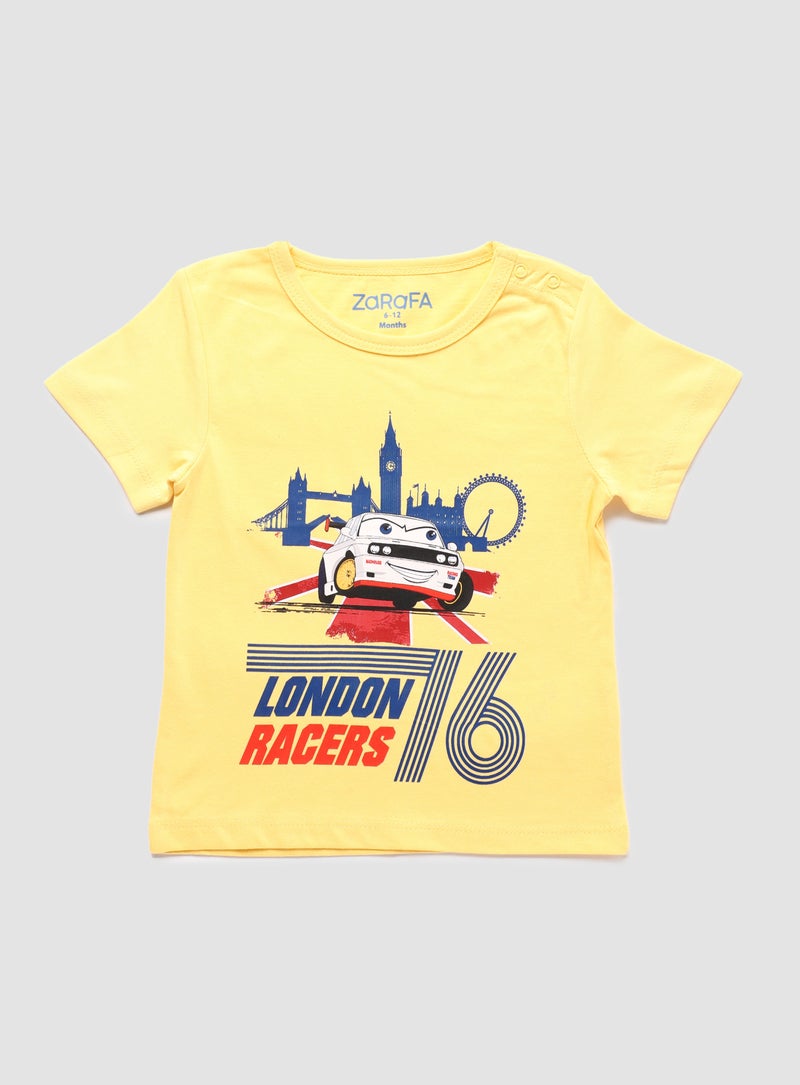 Zarafa Baby Boys Round Neck Short Sleeve T-Shirt Yellow  - Image 1