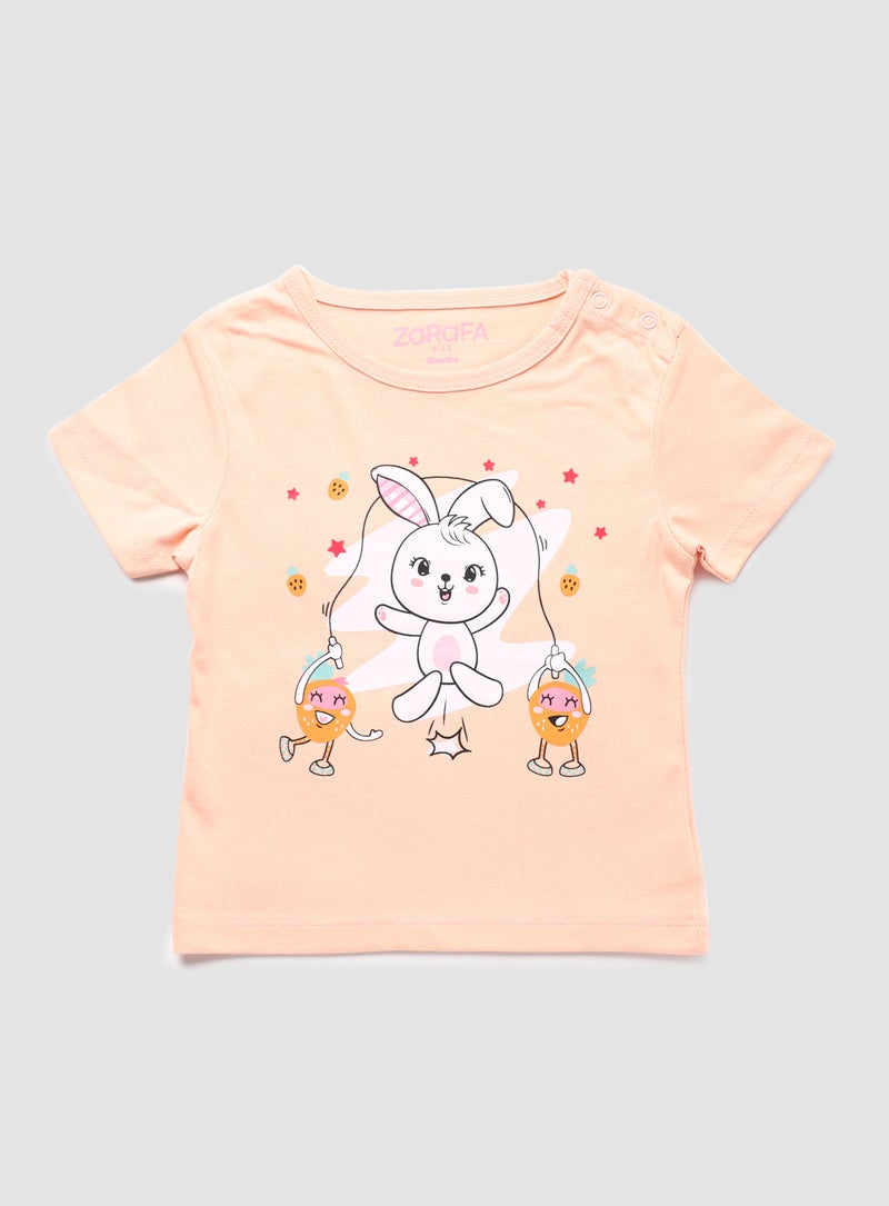 Zarafa Baby Girls Round Neck Short Sleeve T-Shirt Red  - Image 1