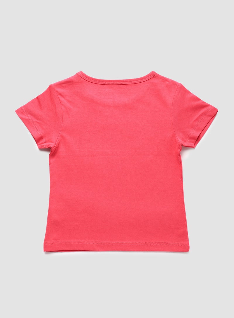 Zarafa Round Neck Graphic Printed T-Shirt Rose Red  - Image 3