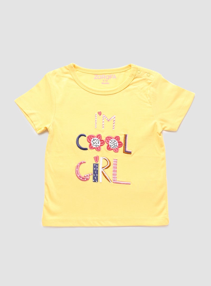 Zarafa Baby Girls  Round Neck Short Sleeve T-Shirt Yellow  - Image 1