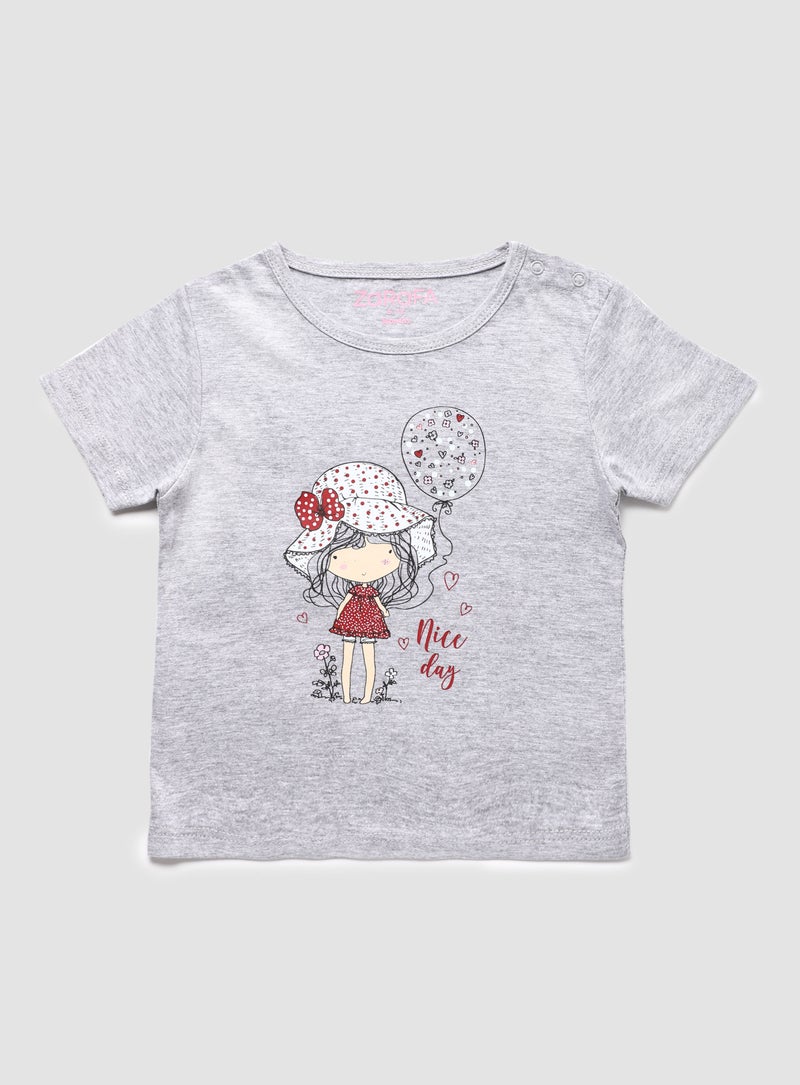 Zarafa Baby Girls Round Neck Short Sleeve T-Shirt Salt White  - Image 1